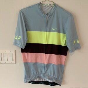 MAAP Blue Cycling Training Jersey Mens M Medium Colour Block Full Zip Bike